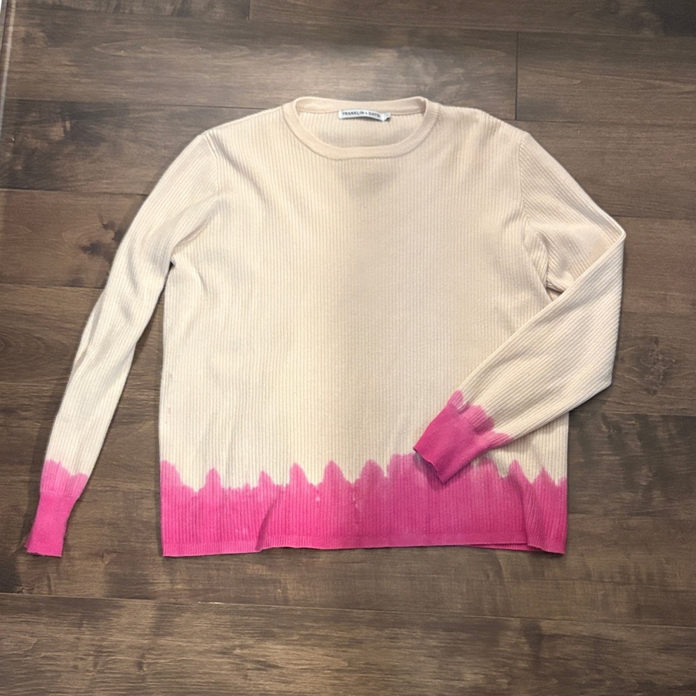 Stylish Cream and Pink Dip-Dye Sweater